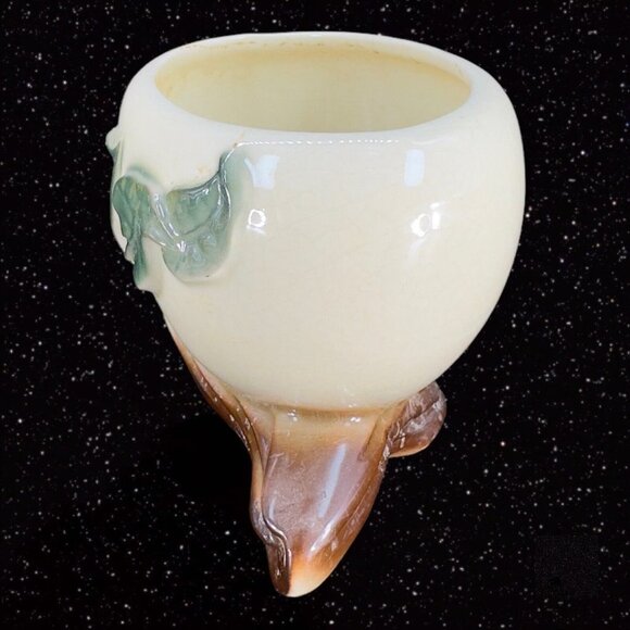 Royal Copley Footed Philodendron Planter Vase Vintage Old Pottery Ceramic 4"Tall - Picture 3 of 11